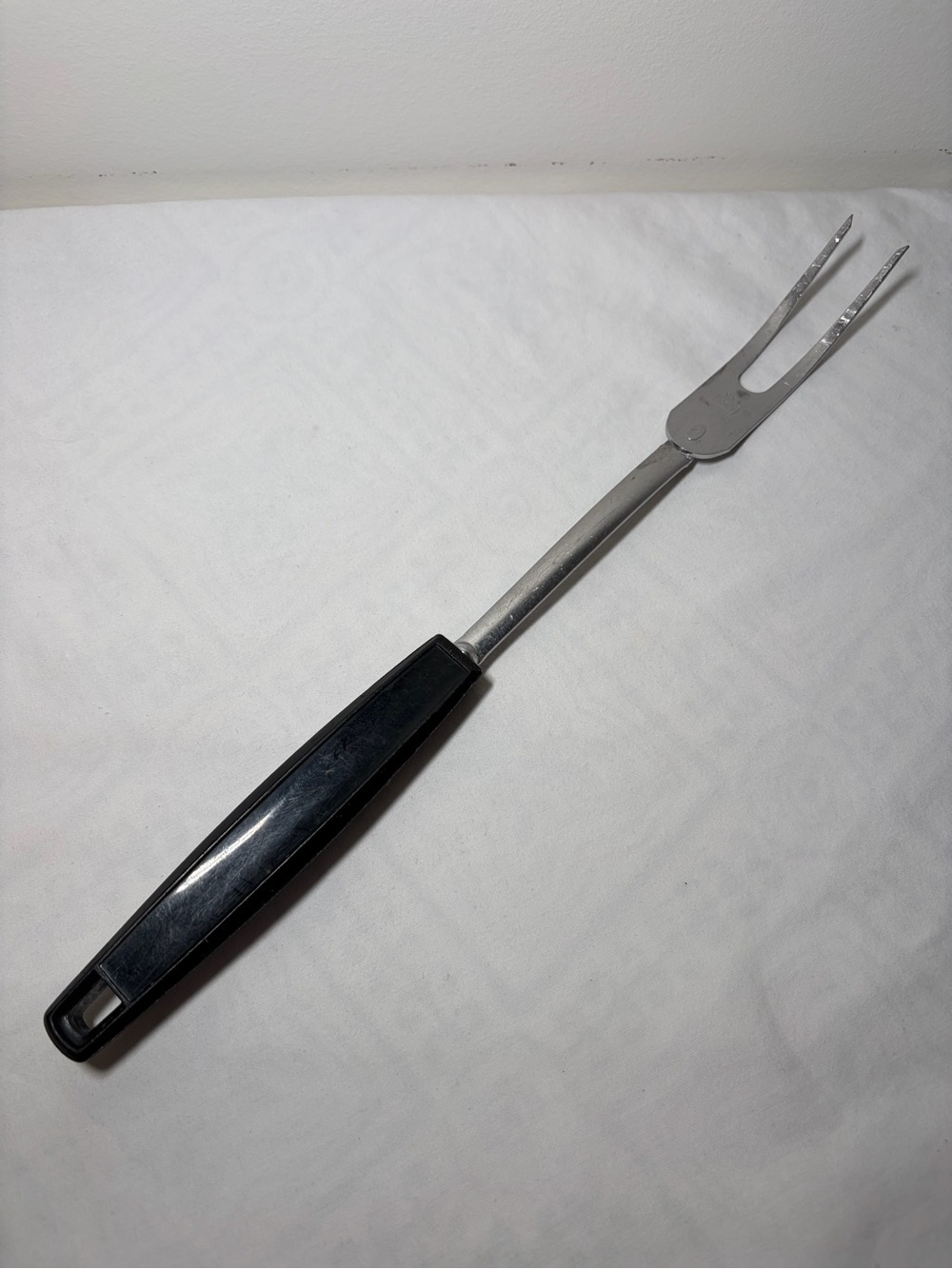 EKCO Stainless Steel 2-Tine Cooking/Serving Fork, Black Plastic Handle